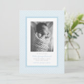Blauw gingham zoet eenvoudige één foto geboorte aankondiging (Staand voorkant)