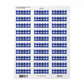 Blauw Gingham Zomer Landelijk BBQ Geruit Etiket (Full Sheet)