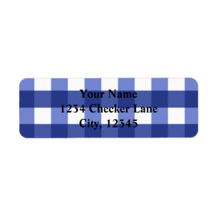 Blauw Gingham Zomer Landelijk BBQ Schachbrett Moti Etiket