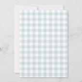 Blauw Gingham Zonnebloem 1e Verjaardag Kaart (Achterkant)