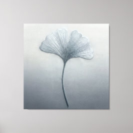 Blauw Ginkgo-blad Borduurwerk Textuur Botanisch Canvas Afdruk