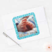 Blauw giraf patroon voor baby jongen aankondiging vierkante sticker (Envelop)