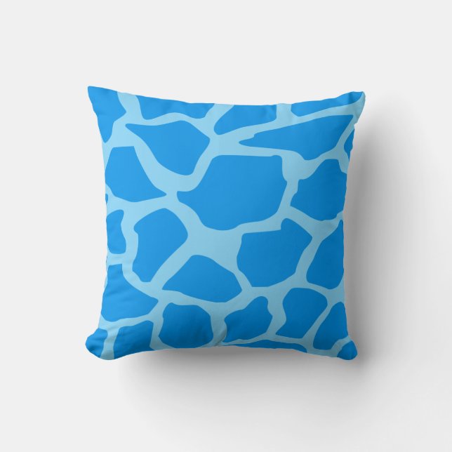 Blauw Giraffe Patroon Kussen (Voorkant)
