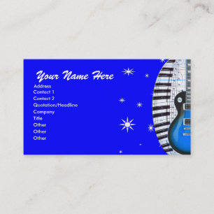 Blauw gitaar pianoklavier & Sterren Visitekaartje