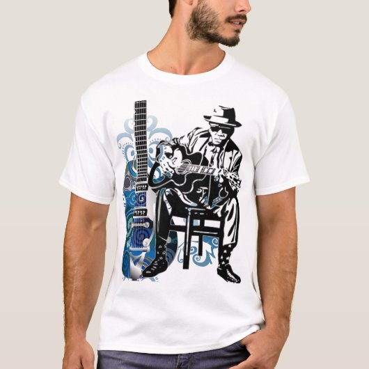 blauw gitaarT-shirt T-shirt (Voorkant)