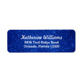 Blauw Glam Faux Glitter Etiket (Voorkant)