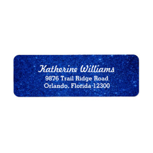 Blauw Glam Faux Glitter Etiket