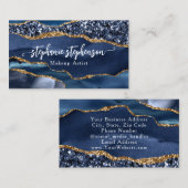 Blauw Glam Glitter Agate Mode Stylist Modern Visitekaartje (Voorkant / Achterkant)