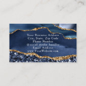 Blauw Glam Glitter Agate Mode Stylist Modern Visitekaartje (Achterkant)