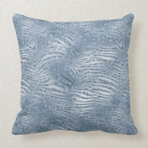 Blauw Glam Glitter Zebra Afdrukken Kussen
