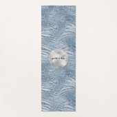 Blauw Glam Glitter Zebra Afdrukken Yogamat (Voorkant)