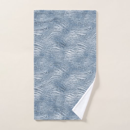 Blauw Glam Glitter Zebra Print Bad Handdoek (Handdoek)