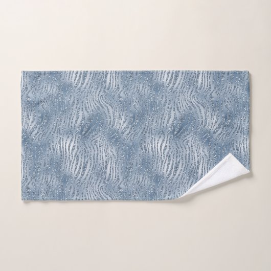 Blauw Glam Glitter Zebra Print Bad Handdoek (Handdoek)