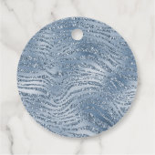 Blauw Glam Glitter Zebra Print Bedankjes Labels (Achterkant)