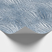 Blauw Glam Glitter Zebra Print Cadeaupapier (Hoek)