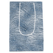 Blauw Glam Glitter Zebra Print Medium Cadeauzakje (Achterkant)