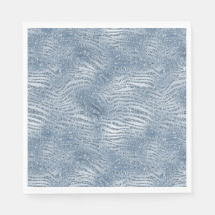 Blauw Glam Glitter Zebra Print Servet