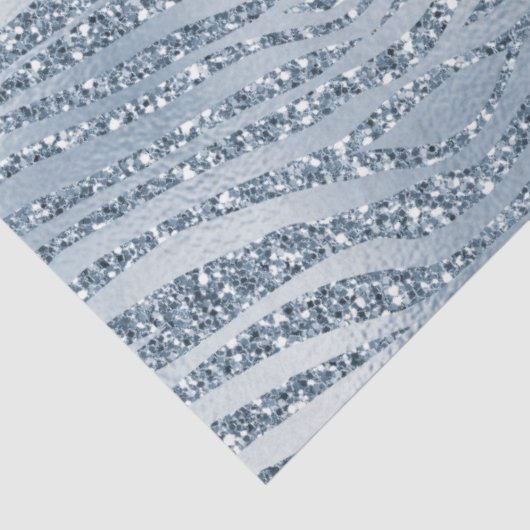 Blauw Glam Glitter Zebra Print Tissuepapier (Detail)