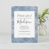 Blauw Glam Glitter Zebraprint Kaart (Staand voorkant)