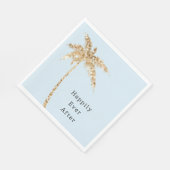 Blauw Glam Goud Glitter Palm Tree Servet (Hoek)