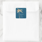 Blauw Glam Goud Glitter Palm Tree Vierkante Sticker (Tas)