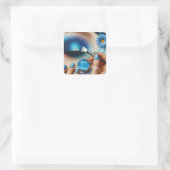 Blauw Glam Make-up Esthetisch Gepersonaliseerd Vierkante Sticker (Tas)