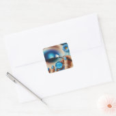 Blauw Glam Make-up Esthetisch Gepersonaliseerd Vierkante Sticker (Envelop)