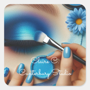 Blauw Glam Make-up Esthetisch Gepersonaliseerd Vierkante Sticker