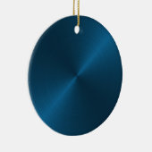 Blauw glans Kerstdag Gepersonaliseerde Versiering Keramisch Ornament (Rechts)