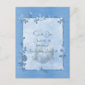 Blauw Glanzend Elegant Fonkelend Bewaar de Datum Briefkaart (Voorkant)