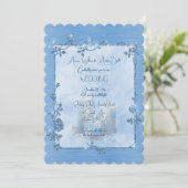 Blauw Glanzend Elegant Fonkelend Bruiloftsframe Kaart (Staand voorkant)
