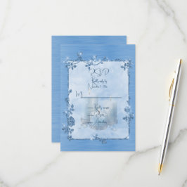 Blauw Glanzend Elegant Glitterend Frame  RSVP Kaartje