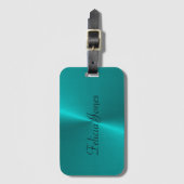 Blauw glanzend faux metal monogram bagagelabel (Voorkant (verticaal))