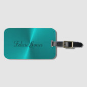 Blauw glanzend faux metal monogram bagagelabel (Voorkant (horizontaal))