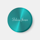 Blauw glanzend faux metal monogram magneet (Voorkant)