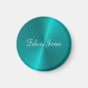 Blauw glanzend faux metal monogram magneet