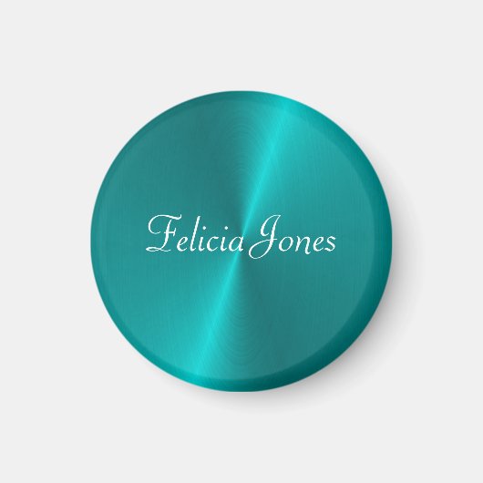 Blauw glanzend faux metal monogram magneet (Voorkant)