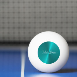 Blauw glanzend faux metal monogram pingpongbal