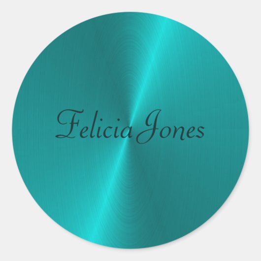 Blauw glanzend faux metal monogram ronde sticker (Voorkant)