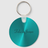 Blauw glanzend faux metal monogram sleutelhanger (Voorkant)