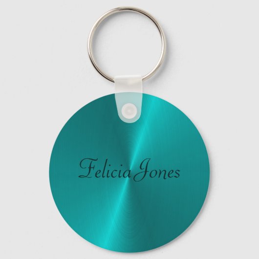 Blauw glanzend faux metal monogram sleutelhanger (Voorkant)