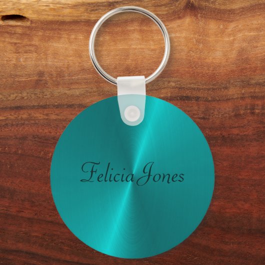 Blauw glanzend faux metal monogram sleutelhanger (Voorkant)