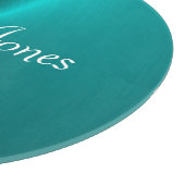 Blauw glanzend faux metal monogram snijplank (Hoek)