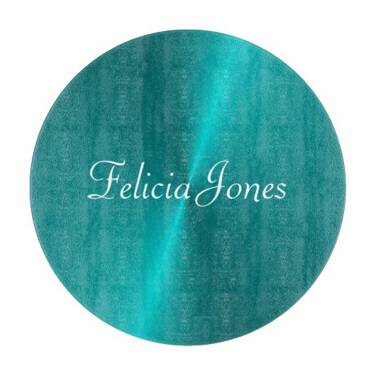 Blauw glanzend faux metal monogram snijplank (Voorkant)