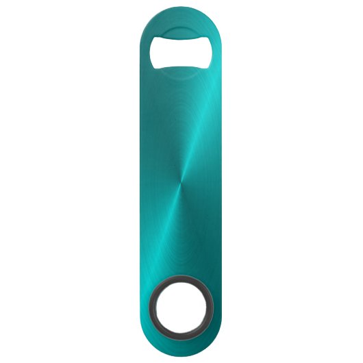 Blauw glanzend faux metal monogram speed flessenopener (Achterkant)