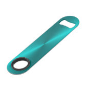 Blauw glanzend faux metal monogram speed flessenopener (Achterkant Gekanteld)