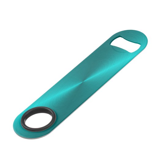 Blauw glanzend faux metal monogram speed flessenopener (Achterkant Gekanteld)