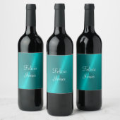 Blauw glanzend faux metal monogram wijn etiket (Flessen)