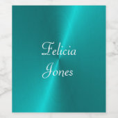 Blauw glanzend faux metal monogram wijn etiket (Enkel label)