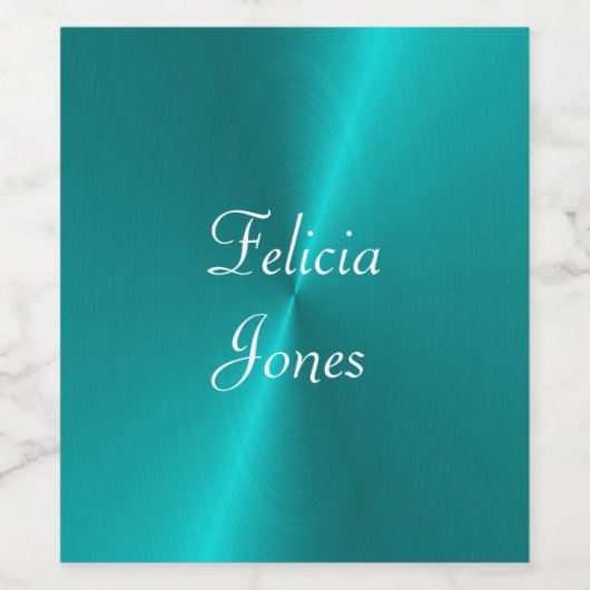 Blauw glanzend faux metal monogram wijn etiket (Enkel label)